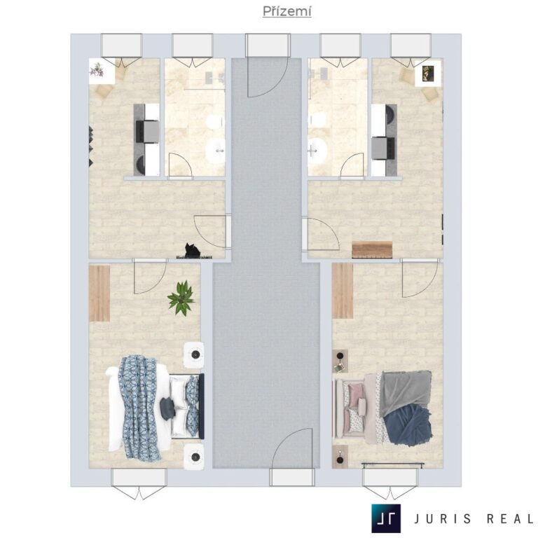 vizual přízemí (2x byt 1+1)