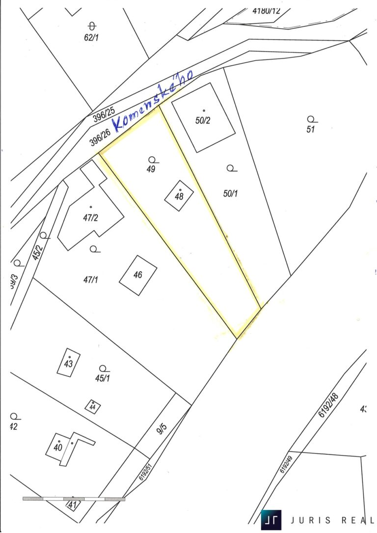 Kat. mapa s vyznačeným pozemkem